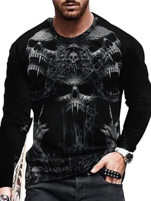 Men's Skeleton Embrace Long Sleeve T-shirt Plus Size in Chartreuse, side view