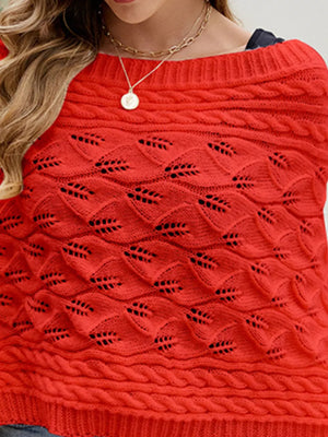 Cable Knit Batwing Sleeve Sweater in Black, fit detail