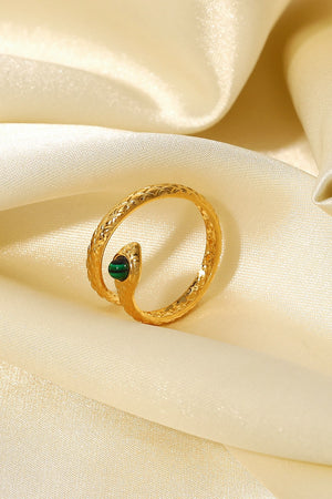 Gold serpentine ring with malachite head and textured band