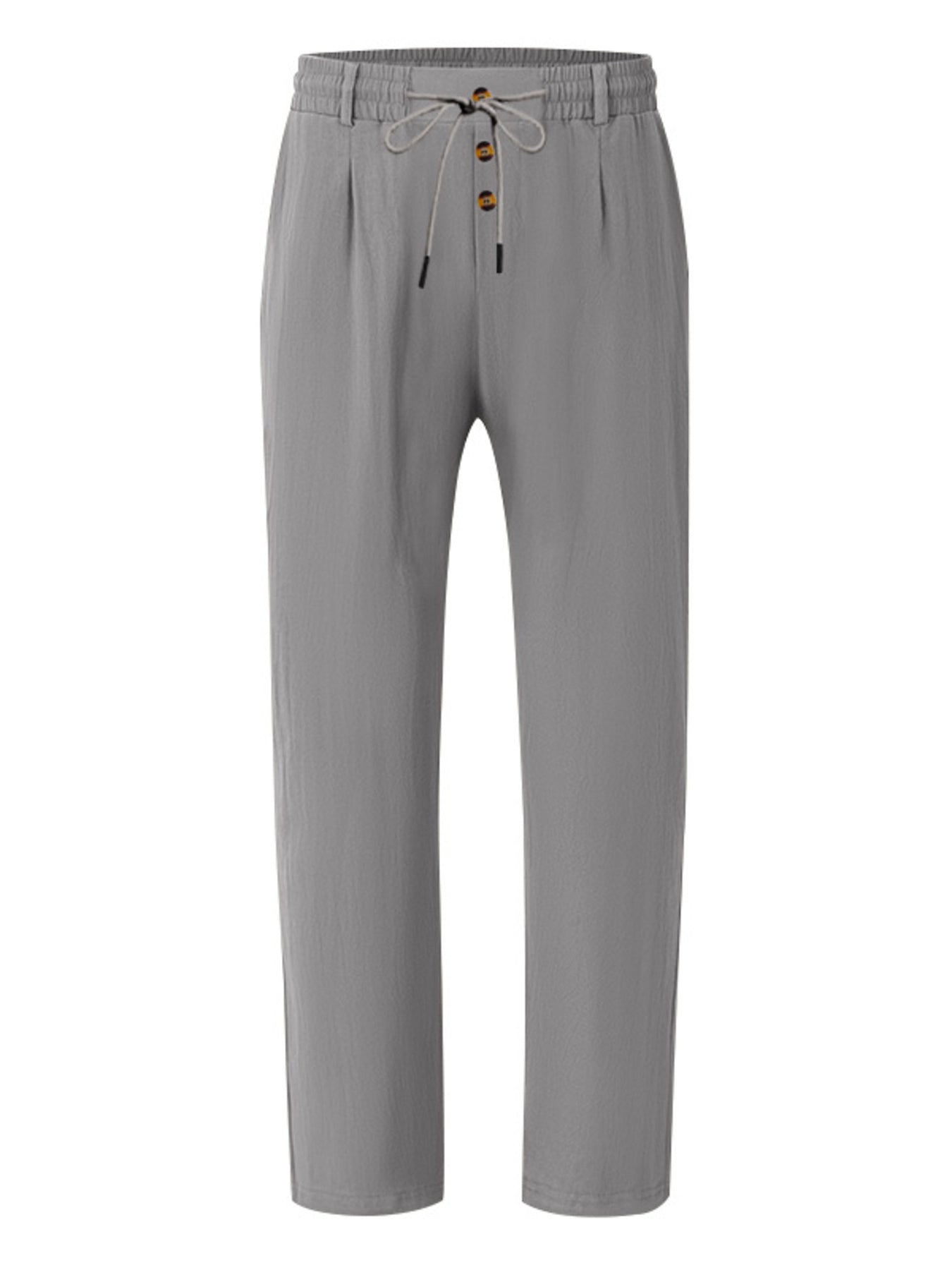 Men's grey loose fit drawstring pants with button detail
