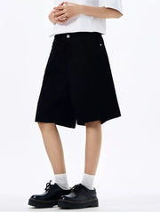 Men's black chino shorts with drawstring waist and relaxed fit.