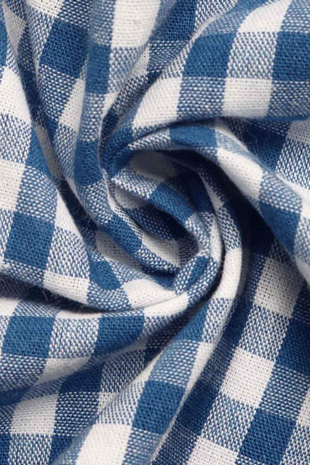 Blue and white gingham midi dress with knot-front detail