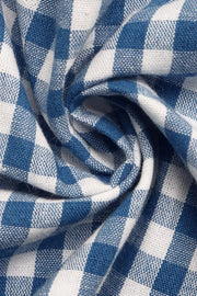 Blue and white gingham midi dress with knot-front detail