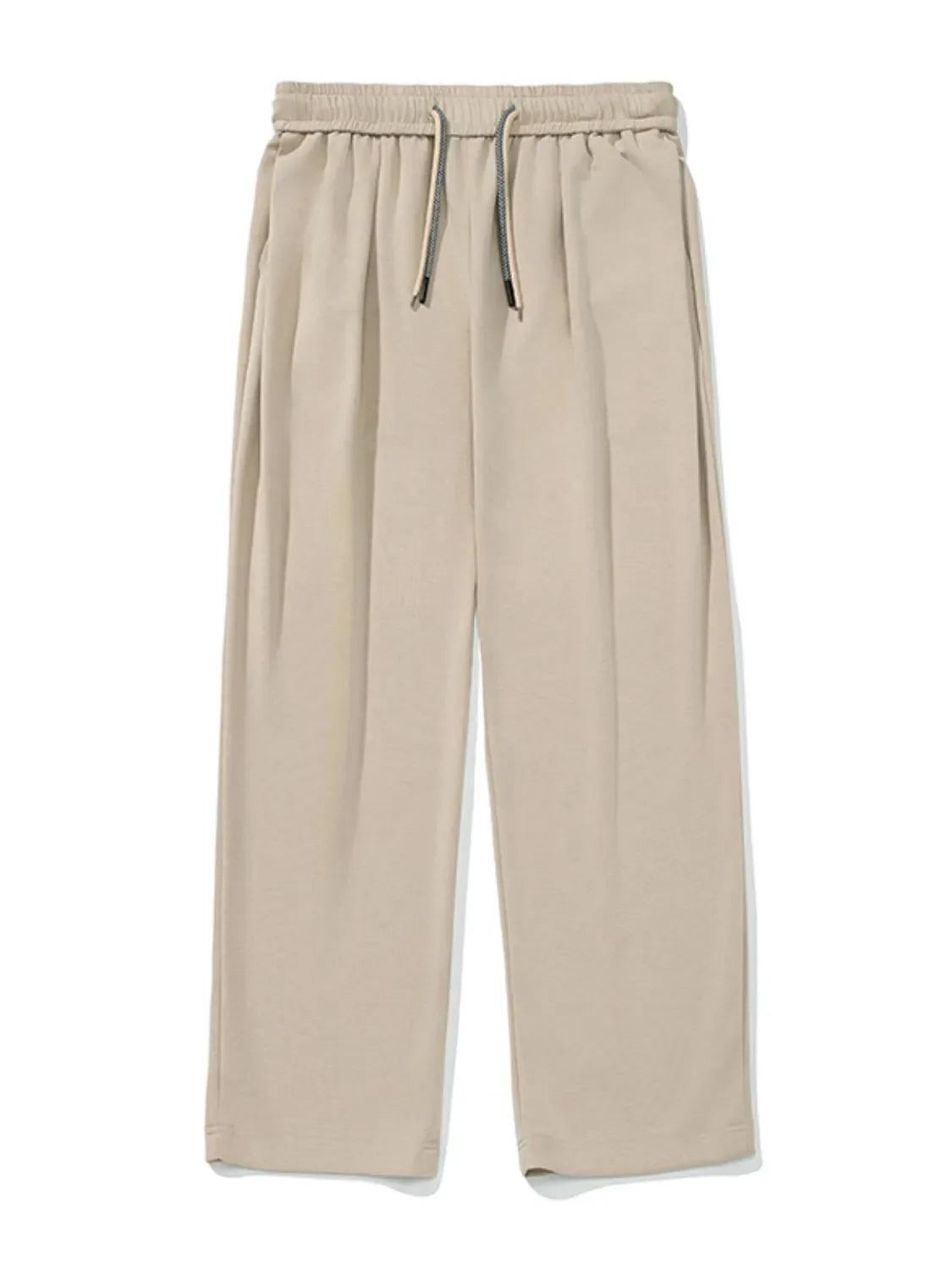 Khaki oversized drape-front lounge trousers with drawstring waist