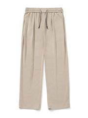 Khaki oversized drape-front lounge trousers with drawstring waist