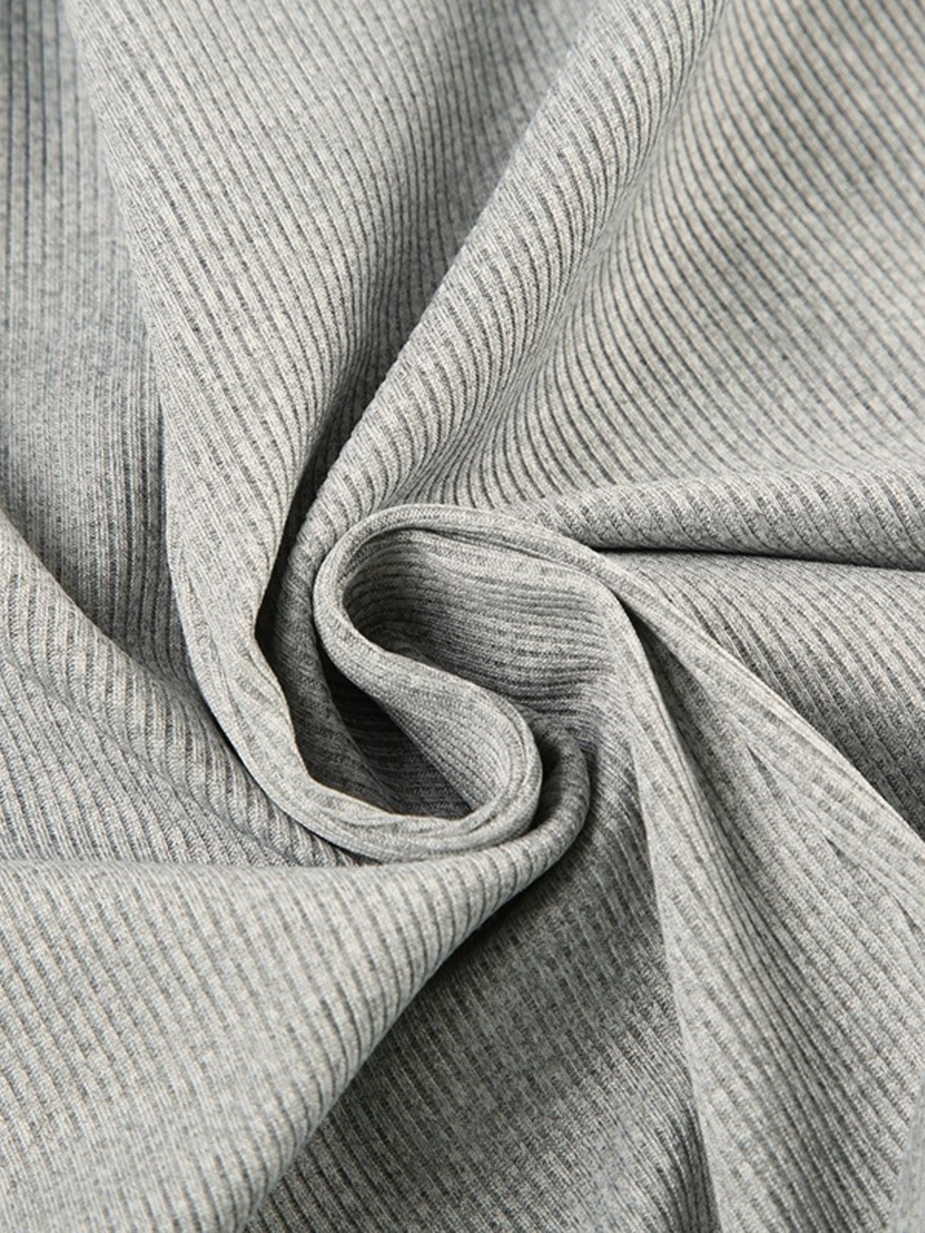 Ribbed gray long sleeve buttoned romper fabric detail