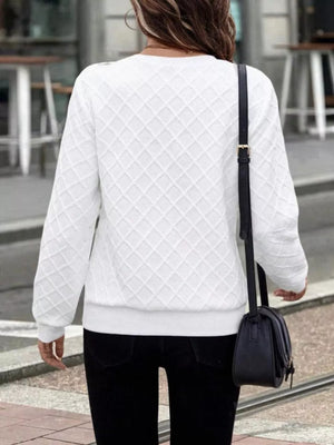 Textured Quarter-zip Sweatshirt in Pink, back view