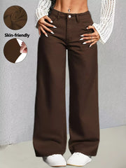 Elevated Wide-leg Jeans With Pockets