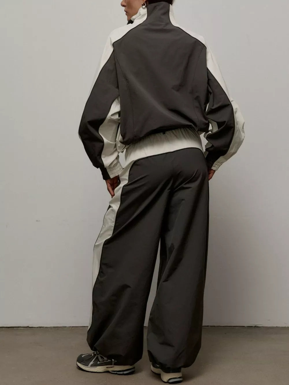 Color Block Zip Up Outerwear And Pants Set in Grey, view 16