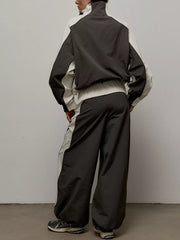 Color Block Zip Up Outerwear And Pants Set in Grey, view 16