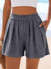 High-waisted Ribbed Shorts, back view
