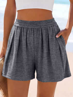 High-waisted Ribbed Shorts, back view