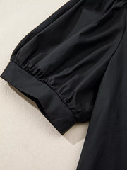 Black maternity overshirt with cuffed puff sleeves