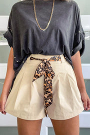 Chic Belted High-waisted Cotton Shorts