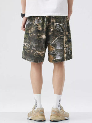 Men's camouflage trunks in Black Forest pattern with cargo pockets and a relaxed fit.