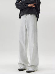 Men's Full Size Wide Leg Pants in Gray, model styling view