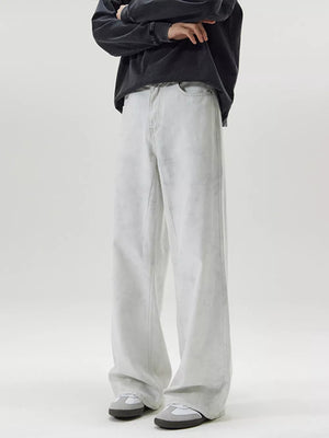 Men's Full Size Wide Leg Pants in Gray, model styling view