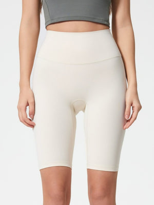Sculpted Contour Active Cycling Shorts in White with high waist and seamless design.