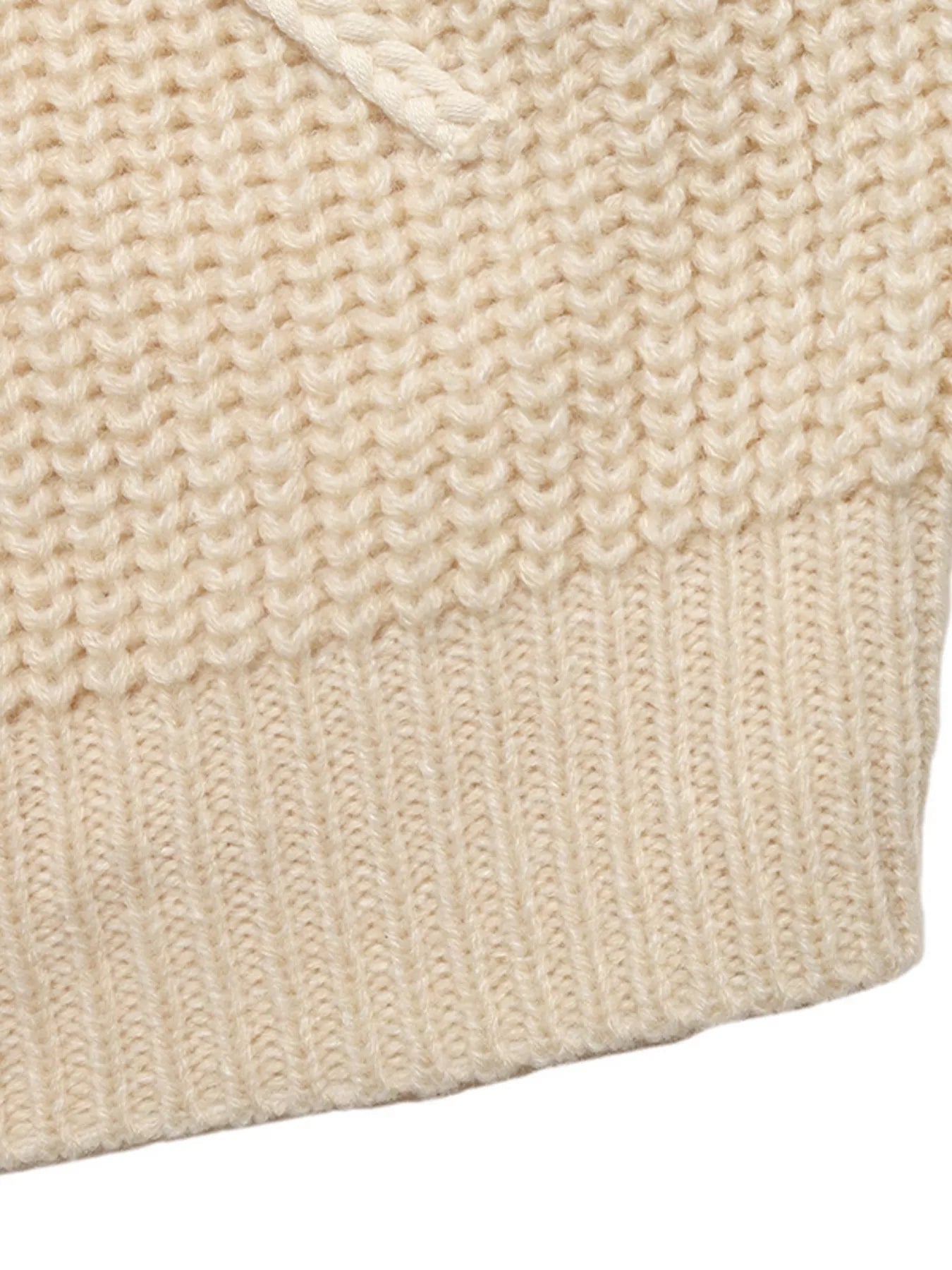 Ribbed knit cardigan in khaki with braided trim detail.