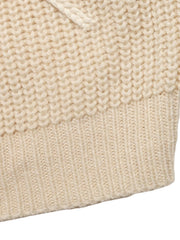 Ribbed knit cardigan in khaki with braided trim detail.