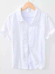 Men's Plus Size Button Up Short Sleeve Shirt, model styling view