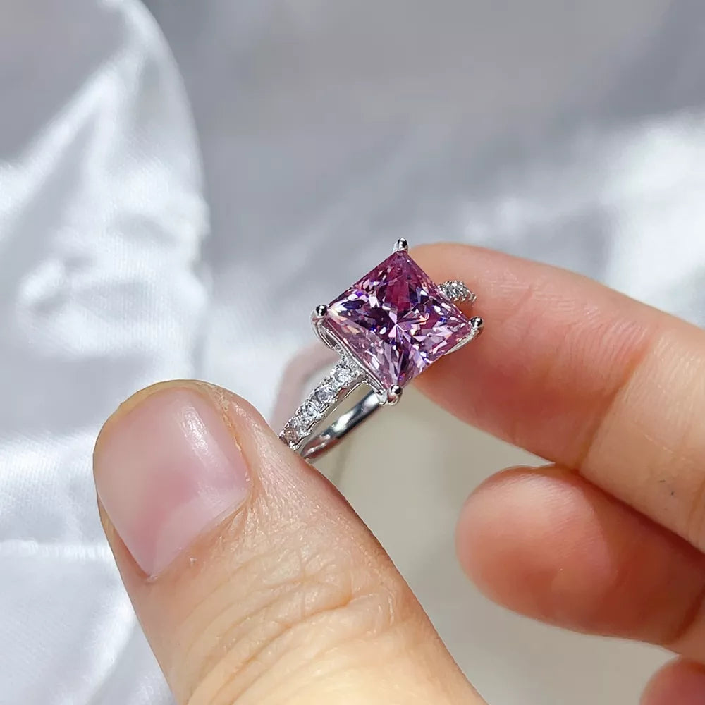 2 Carat 925 Sterling Silver Moissanite Ring, side view