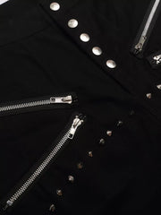 Men's Zipper Detail Wide Leg Capris in Black, back view
