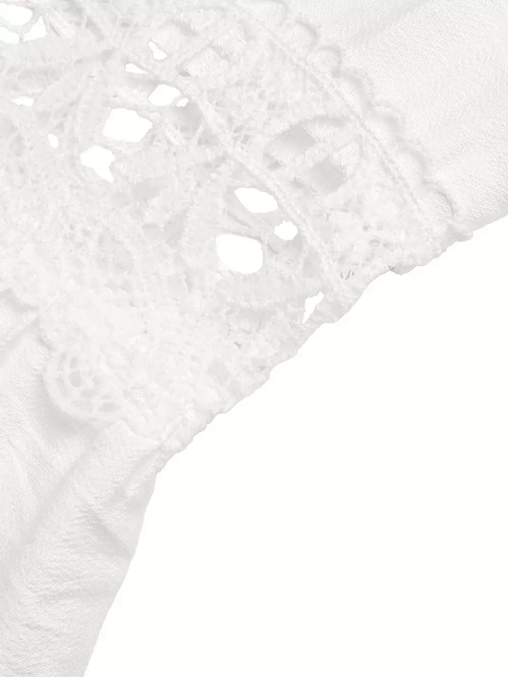 White one-piece maternity swimsuit with delicate lace trim detail