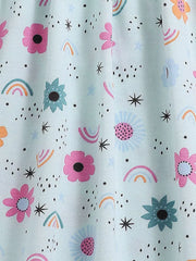 Children's Floral Print Spaghetti Strap A-line Dress, close-up detail
