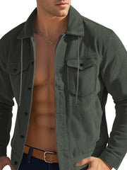 Casual Corduroy Jacket With Flap Pockets