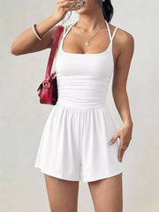 Ruched Spaghetti Strap Romper, back view