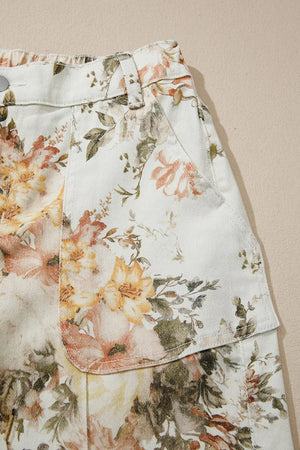 Vintage Floral Print High Waist Wide Leg Jeans, editorial view