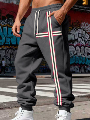 Men's Striped Casual Joggers, alternate angle