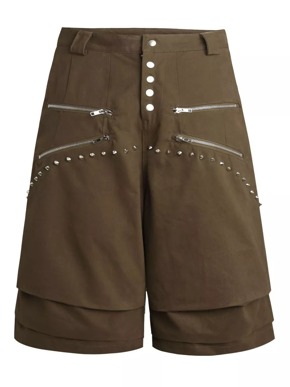 Men's Zipper Detail Wide Leg Capris in Black, front view