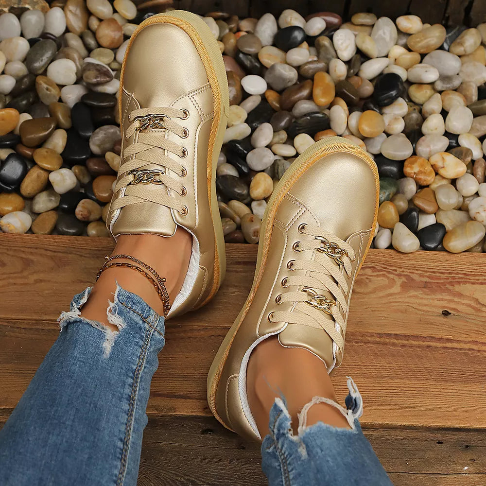 Round Toe Platform Sneakers in White, view 12