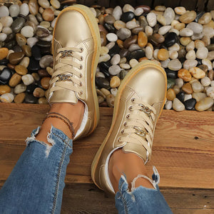 Round Toe Platform Sneakers in White, view 12