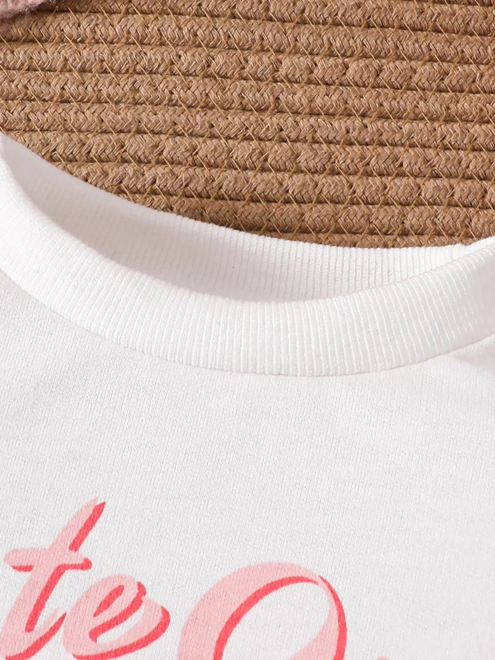 Children's Bow Long Sleeve Top And Pants Set in White, side view