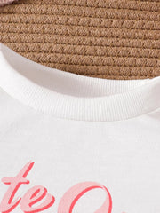 Children's Bow Long Sleeve Top And Pants Set in White, side view