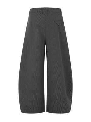 Men's Wide Leg Plaid Pants in Grey, side view