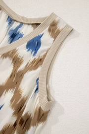 Charming Ikat Print V-neck Midi Dress