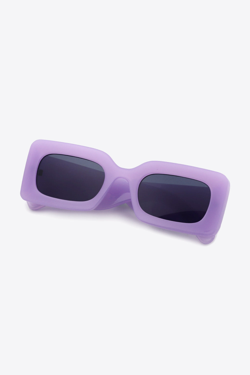 Lavender acetate rectangle sunglasses with dark lenses