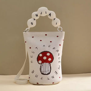 Bucket Crossbody Bag With Beaded Handle, front view