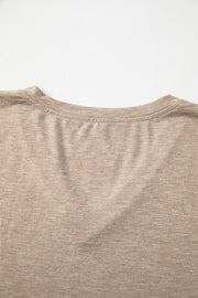 Solid Color V Neck Long Sleeve Top in Black, editorial view