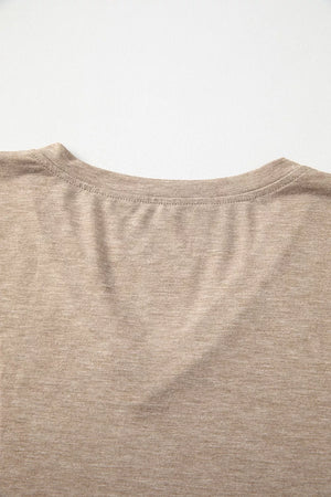 Solid Color V Neck Long Sleeve Top in Black, editorial view