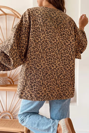 Print Denim Jacket in Leopard, side view