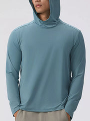 Men's Air Force Blue cotton long sleeve hoodie with a relaxed fit
