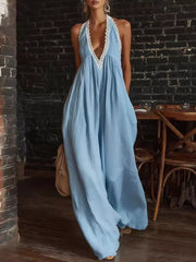 Luxe Lace-trimmed Halter Neck Romper