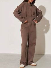 Zip-up Hoodie And Wide-leg Pants Set in Pink, view 18