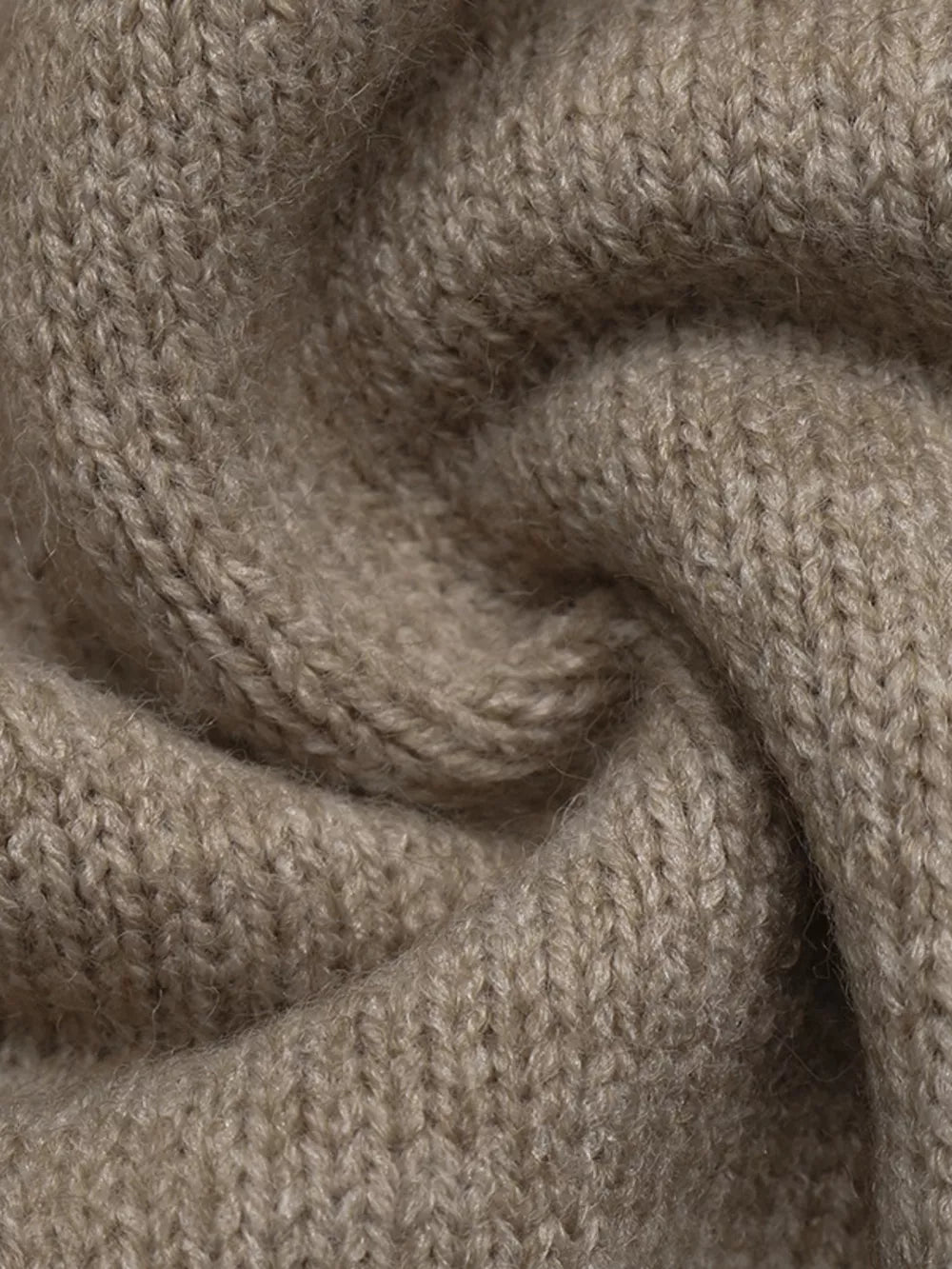 Dropped Shoulder Long Sleeve Sweater in Khaki, editorial view