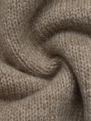 Dropped Shoulder Long Sleeve Sweater in Khaki, editorial view